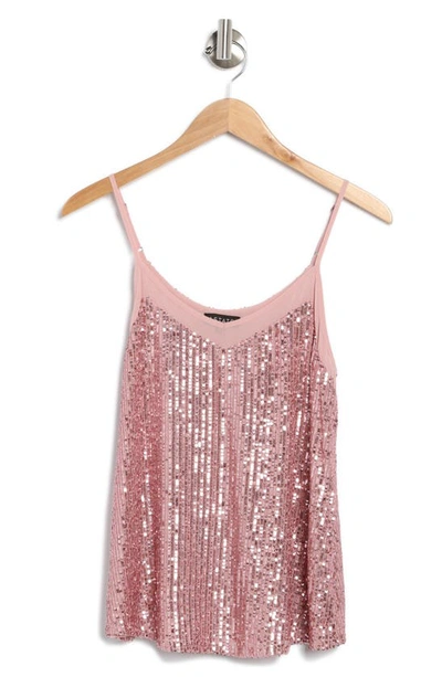 1.state Sheer Inset Sequin Camisole In Serene Rose Pink