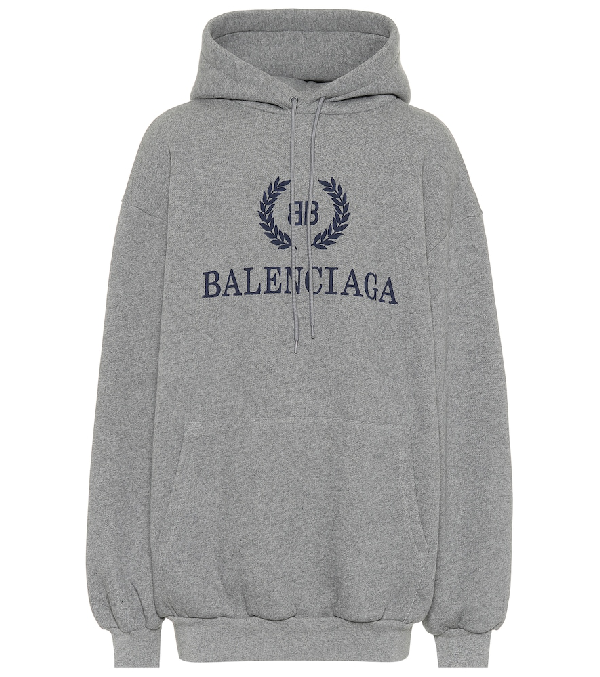 Balenciaga Oversized Logo Cotton Sweatshirt Hoodie In Grey | ModeSens