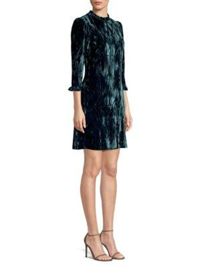 Shoshanna Pasha Velvet Mini Dress In Navy