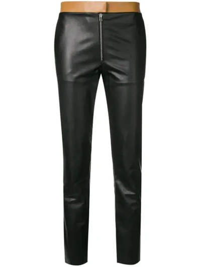 Victoria Beckham Two-tone Leather Skinny Pants In Black