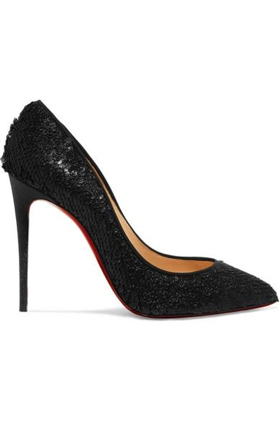 Christian Louboutin Pigalle Follies 100 Sequined Leather Pumps In Black