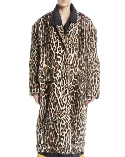 Calvin Klein 205w39nyc Single-breasted Oversized Leopard-print Suede Coat