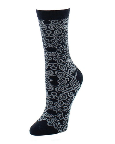 Natori Cashmere Scroll-pattern Socks In Black
