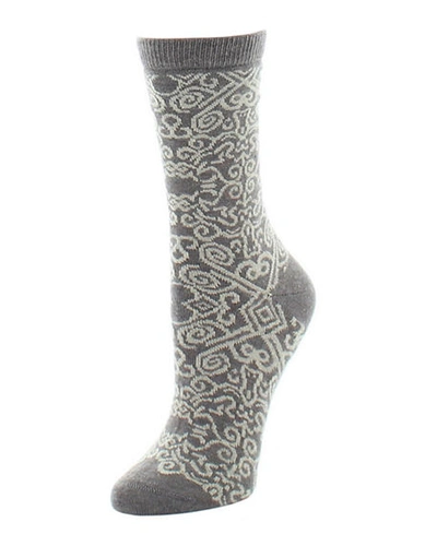 Natori Cashmere Scroll-pattern Socks In Dark Taupe