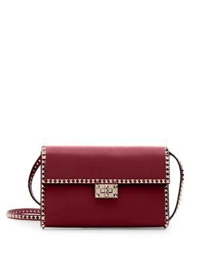 Valentino Garavani Rockstud No Limit Leather Shoulder Bag In Wine