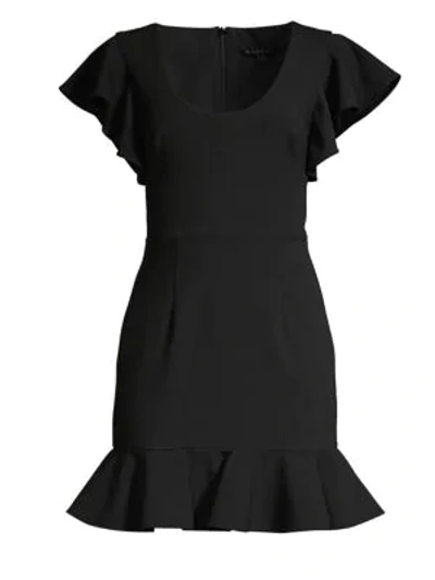 Black Halo Lynn Flouncy Scoop-neck Mini Dress In Black