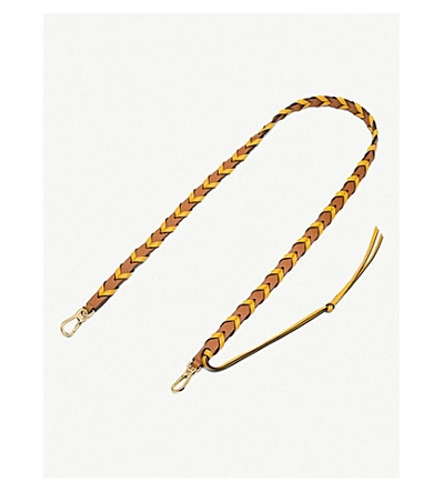 Loewe Thin Braided Leather Strap In Light Caramel/yellow