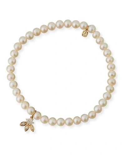 Sydney Evan 14k Pearl & Diamond Flower Bracelet