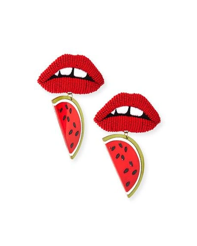 Mignonne Gavigan Zandra Lips/watermelon Statement Earrings In Red