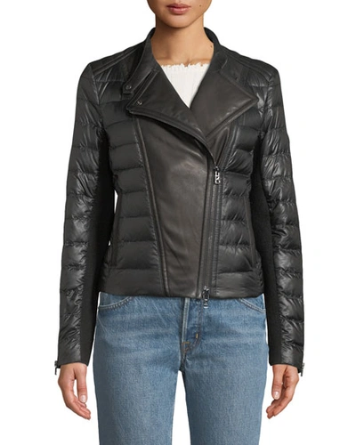 Bogner Amy Down-filled Puffer Moto Jacket In Black