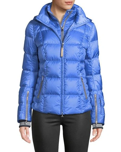 Bogner Vera Quilted Down Puffer Coat With Hood In Blue
