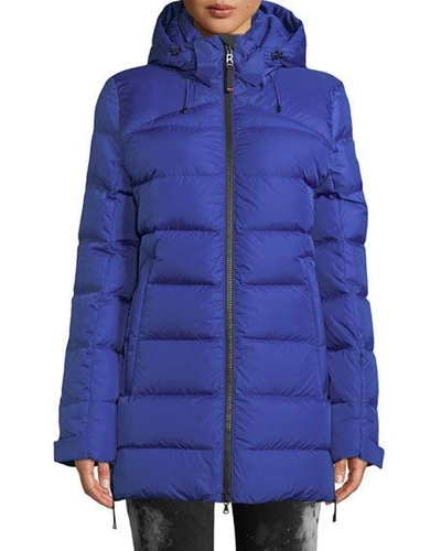 Bogner Cathy Down-filled Puffer Coat W/ Removable Hood In Blue