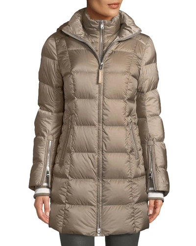 Bogner Rose Down-filled Puffer Coat W/ Detachable Hood, Wet Sand In Neutral Pattern