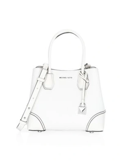 Michael Michael Kors Small Leather Satchel In Optic White