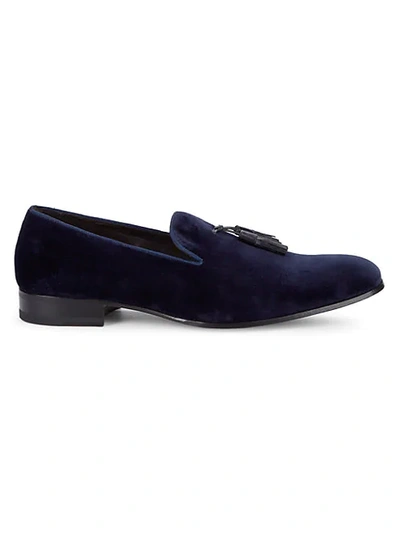 Mezlan Velvet Tassel Loafers In Blue