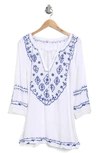 Boho Me Embroidered Sequin Cover-up Tunic In White