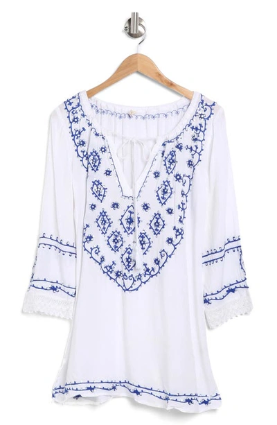 Boho Me Embroidered Sequin Cover-up Tunic In White
