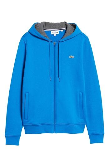 Lacoste Fleece Zip Hoodie In Blue Royal 