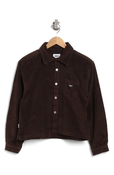 Obey Marilyn Cotton Corduroy Button-up Shirt In Java Brown