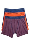 Calvin Klein Men's Cotton Stretch Boxer Briefs 3-pack Nu2666 In Purple, Blue, Orange