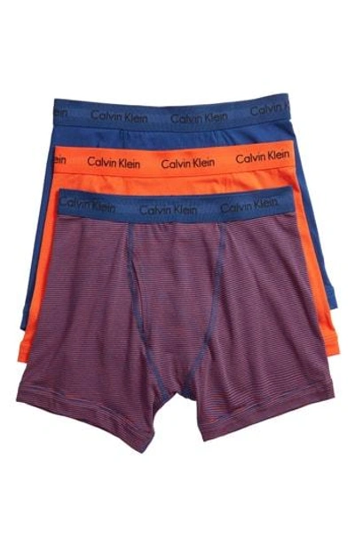 Calvin Klein Men's Cotton Stretch Boxer Briefs 3-pack Nu2666 In Purple, Blue, Orange