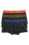 Calvin Klein Men's Cotton Stretch Low-rise Trunks 3-pack Nu2664 In Gree/blue/orange Waistband