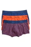 Calvin Klein Men's Cotton Stretch Low-rise Trunks 3-pack Nu2664 In Orange Sky Assorted