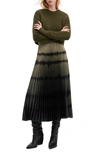 Allsaints Curtis Knitted Jumper And Ombre Recycled-polyester Midi Dress In Khaki Green