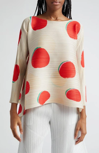 Issey Miyake Bean Dots Pleated Top In Nude & Neutrals