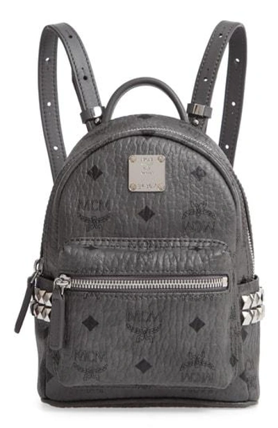 Mcm 'x-mini Stark Side Stud' Convertible Backpack - Grey In Phantom Grey