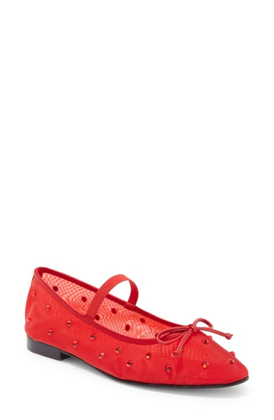Jeffrey Campbell Releve Crystal Embellished Mary Jane Flat In Red