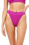 L*space Lola Bitsy High Cut Bikini Bottoms In Berry