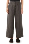 Eileen Fisher Wide Leg Organic Linen Ankle Pants In Olive Green