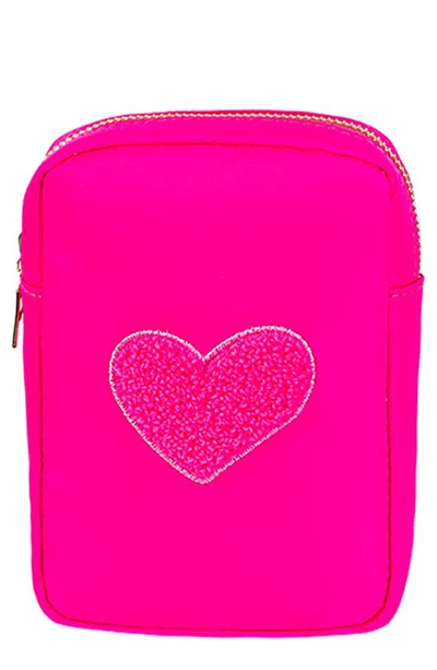 Bloc Bags Mini Heart Cosmetics Bag In Hot Pink/ Hot Pink
