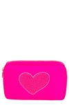 Bloc Bags Medium Heart Cosmetic Bag In Hot Pink/ Hot Pink