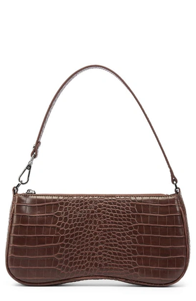 Jw Pei Eva Croc Embossed Faux Leather Convertible Shoulder Bag In Brown Croc