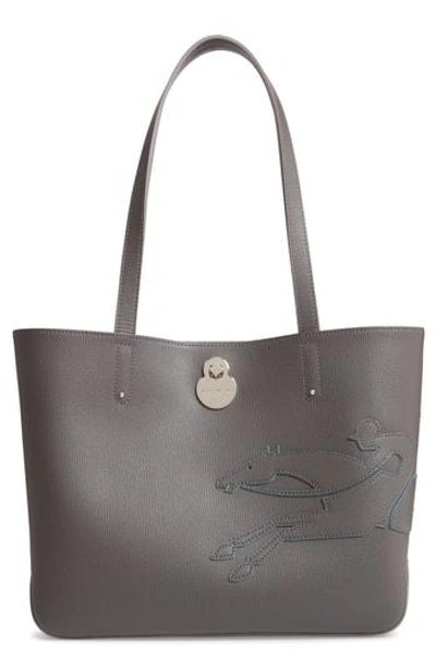 Longchamp Small Shop-it Leather Tote - Grey