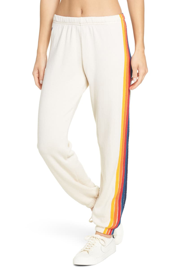 Aviator Nation Stripe Sweatpants In Vintage White | ModeSens