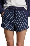 Champion Reverse-weave High-waist Shorts In Diagonal Logo Indigo