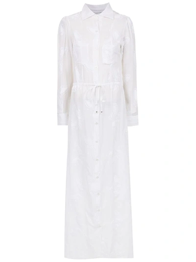 Amir Slama Embroidered Silk Beach Dress - White