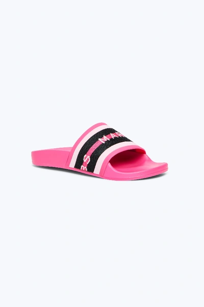 Marc Jacobs Cooper Webbing Aqua Pool Slide Sandals In Pink Multi