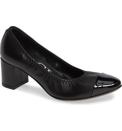 Agl Attilio Giusti Leombruni Cap Toe Pump In Black/ Black Leather