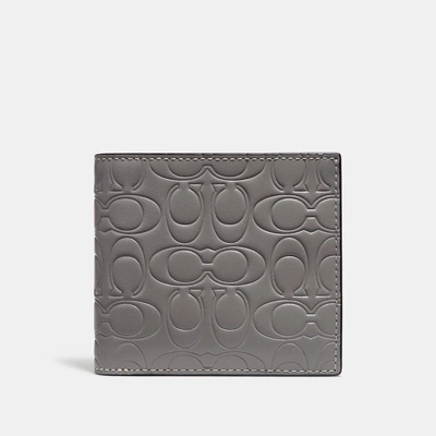 Coach Double Billfold Wallet In Signature Leather In Heather Grey