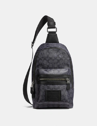 Coach Academy Pack In Signature Canvas - Men's In Charcoal/black Antique Nickel