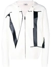 Valentino Vltn Logo Zip-up Cotton Sweatshirt In White