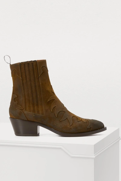 Sartore Flamm Suede Ankle Boots In Plantation