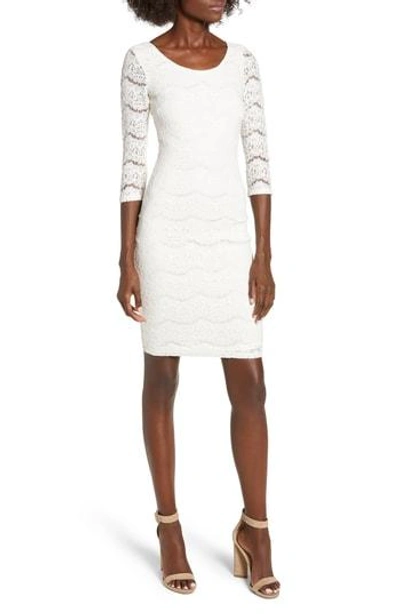 Love, Fire Lace Body-con Dress In Ivory