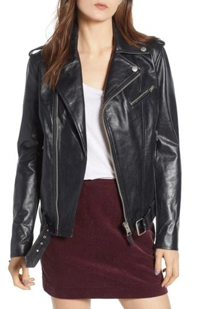 Ag Reese Leather Moto Jacket In True Black