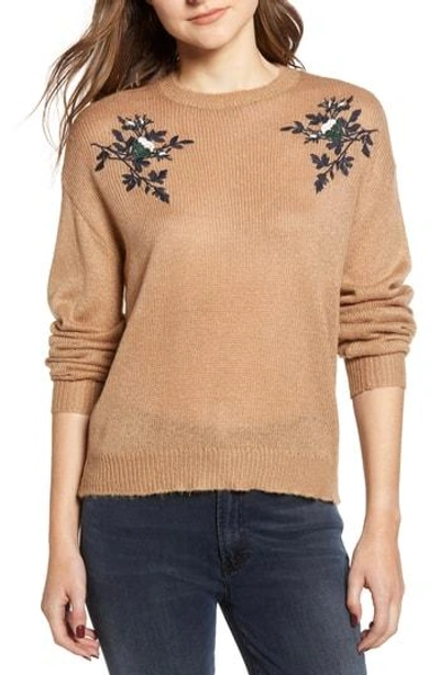 Cupcakes And Cashmere Kobi Embroidered Sweater In Dark Camel