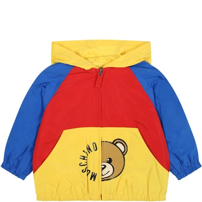 Moschino Multicolor Windbreaker For Baby Boy With Teddy Bear